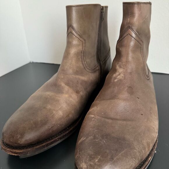 Frye Sawyer Men's Chelsea Boot Size 13 Leather Ankle Western Side Zipper Shoes - Picture 6 of 13